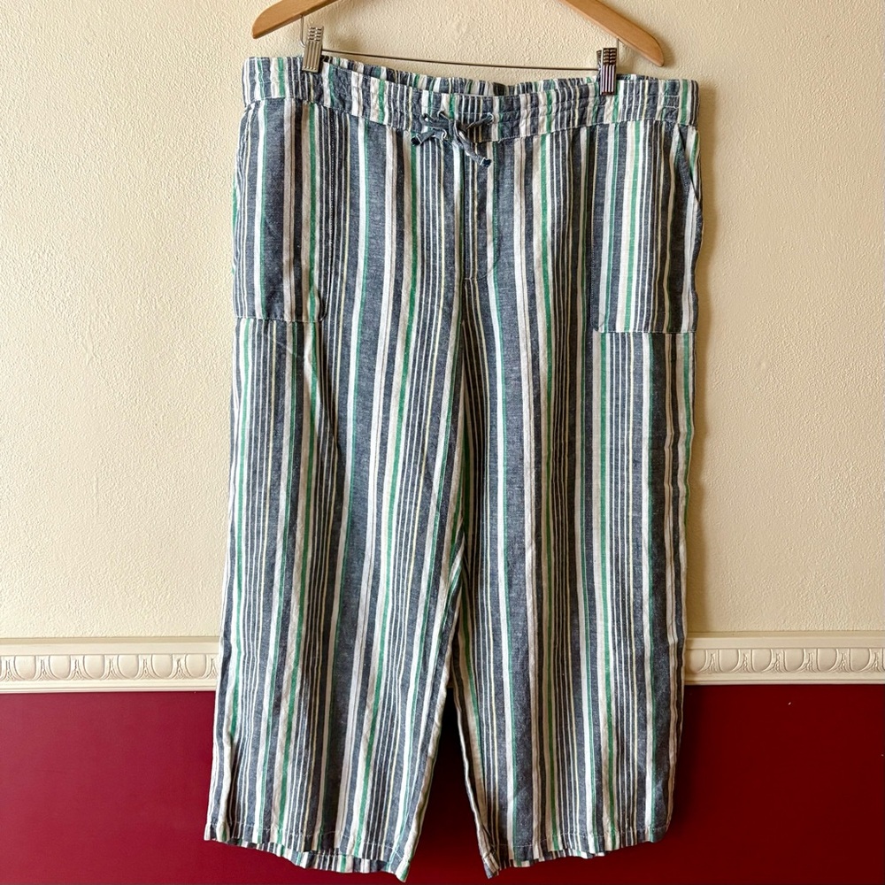 Liz Claiborne linen blend cropped wide leg pants